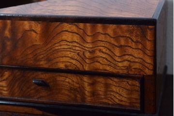 レトロ家具　昭和レトロ　黒柿材とタモ玉杢材!小物入れ(小箱)