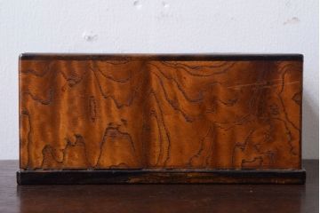 レトロ家具　昭和レトロ　黒柿材とタモ玉杢材!小物入れ(小箱)