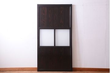 古民具・骨董 明治〜大正期　すりガラス帯の引き戸(ガラス帯戸)