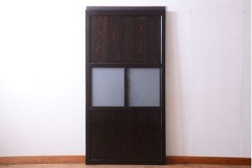 古民具・骨董 明治〜大正期　すりガラス帯の引き戸(ガラス帯戸)