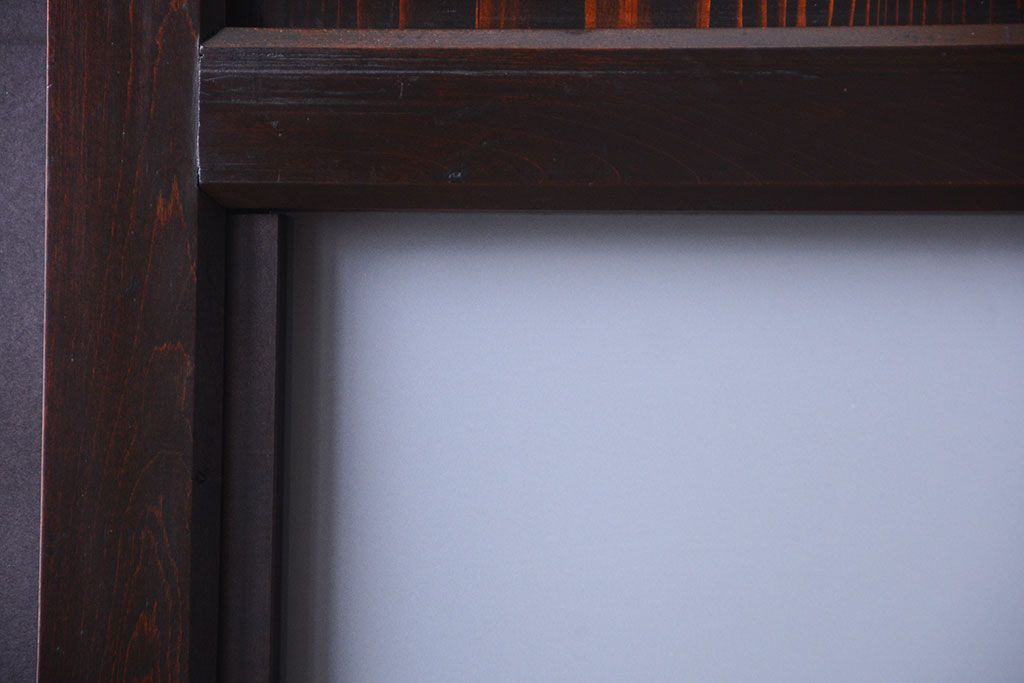 古民具・骨董 明治〜大正期　すりガラス帯の引き戸(ガラス帯戸)