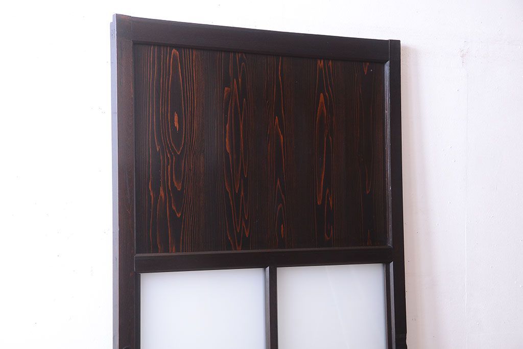 古民具・骨董 明治〜大正期　すりガラス帯の引き戸(ガラス帯戸)