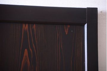 古民具・骨董 明治〜大正期　すりガラス帯の引き戸(ガラス帯戸)