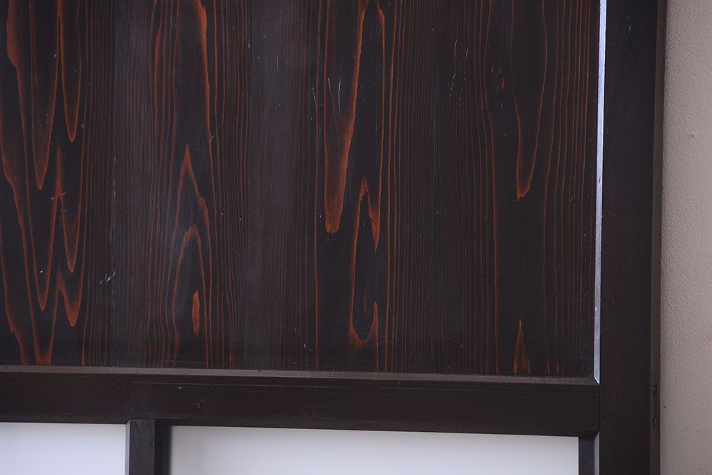 古民具・骨董 明治〜大正期　すりガラス帯の引き戸(ガラス帯戸)