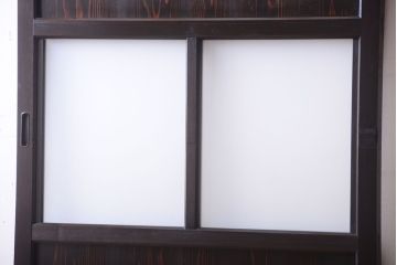 古民具・骨董 明治〜大正期　すりガラス帯の引き戸(ガラス帯戸)