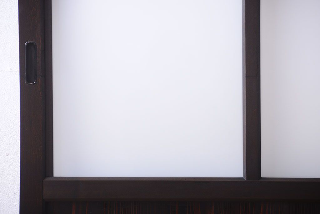 古民具・骨董 明治〜大正期　すりガラス帯の引き戸(ガラス帯戸)