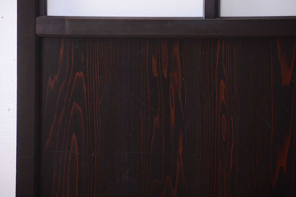 古民具・骨董 明治〜大正期　すりガラス帯の引き戸(ガラス帯戸)