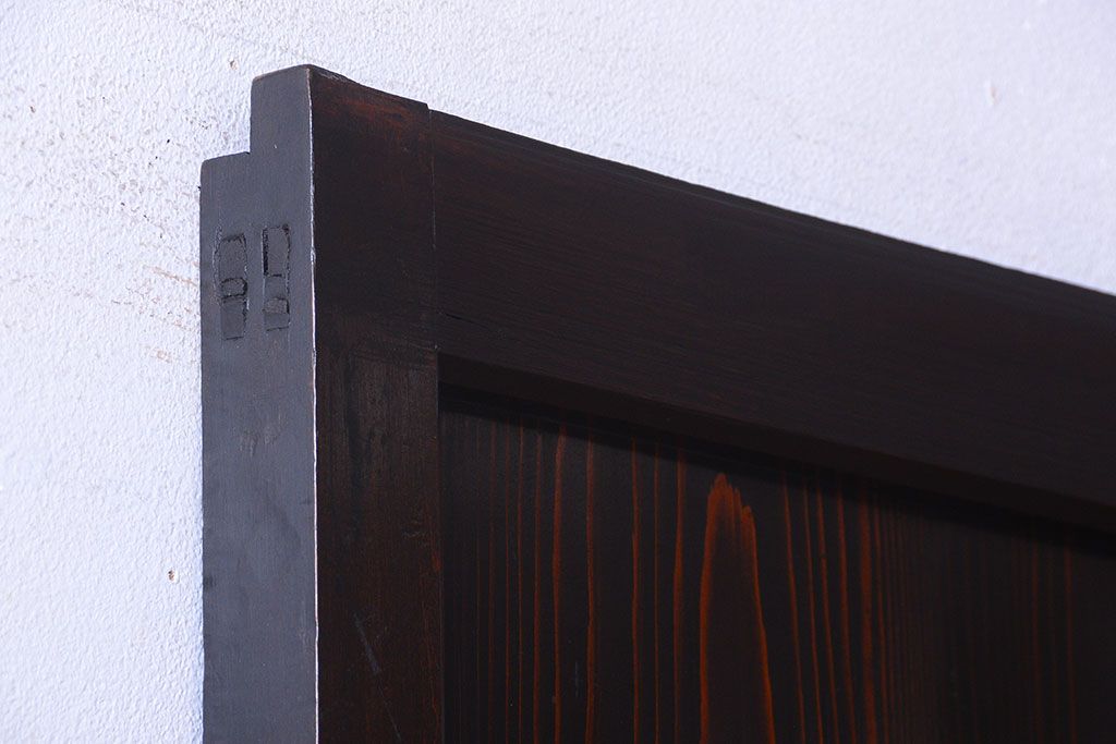 古民具・骨董 明治〜大正期　すりガラス帯の引き戸(ガラス帯戸)