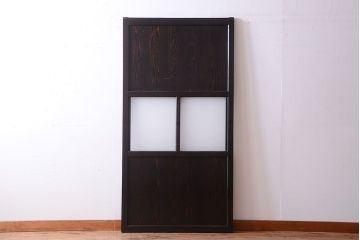 古民具・骨董 明治〜大正期　すりガラス帯の引き戸(ガラス帯戸)