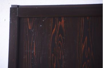 古民具・骨董 明治〜大正期　すりガラス帯の引き戸(ガラス帯戸)