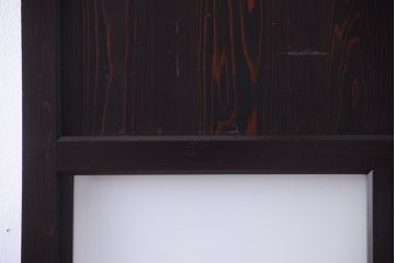 古民具・骨董 明治〜大正期　すりガラス帯の引き戸(ガラス帯戸)