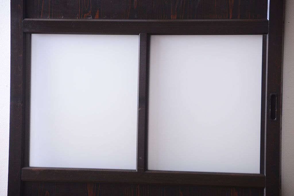 古民具・骨董 明治〜大正期　すりガラス帯の引き戸(ガラス帯戸)