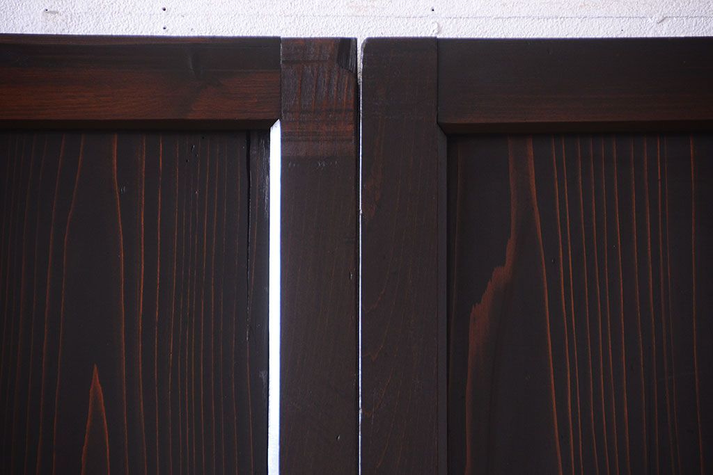 古民具・骨董 明治〜大正期　すりガラス帯の引き戸3枚セット(ガラス帯戸)