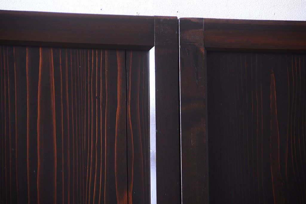 古民具・骨董 明治〜大正期　すりガラス帯の引き戸3枚セット(ガラス帯戸)