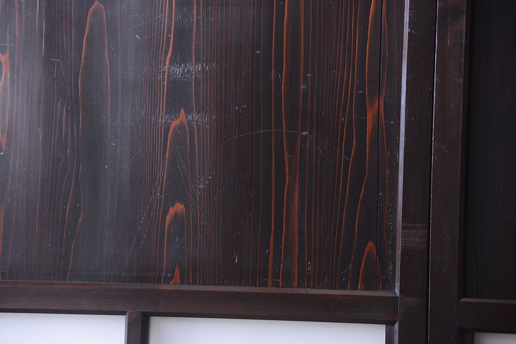 古民具・骨董 明治〜大正期　すりガラス帯の引き戸3枚セット(ガラス帯戸)