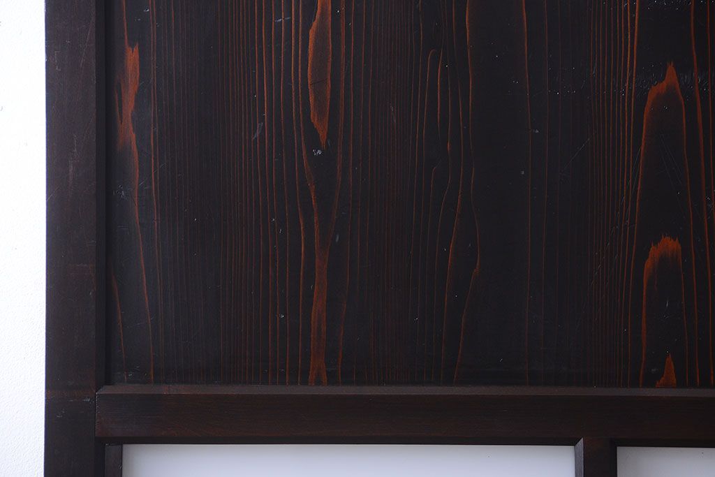 古民具・骨董 明治〜大正期　すりガラス帯の引き戸3枚セット(ガラス帯戸)