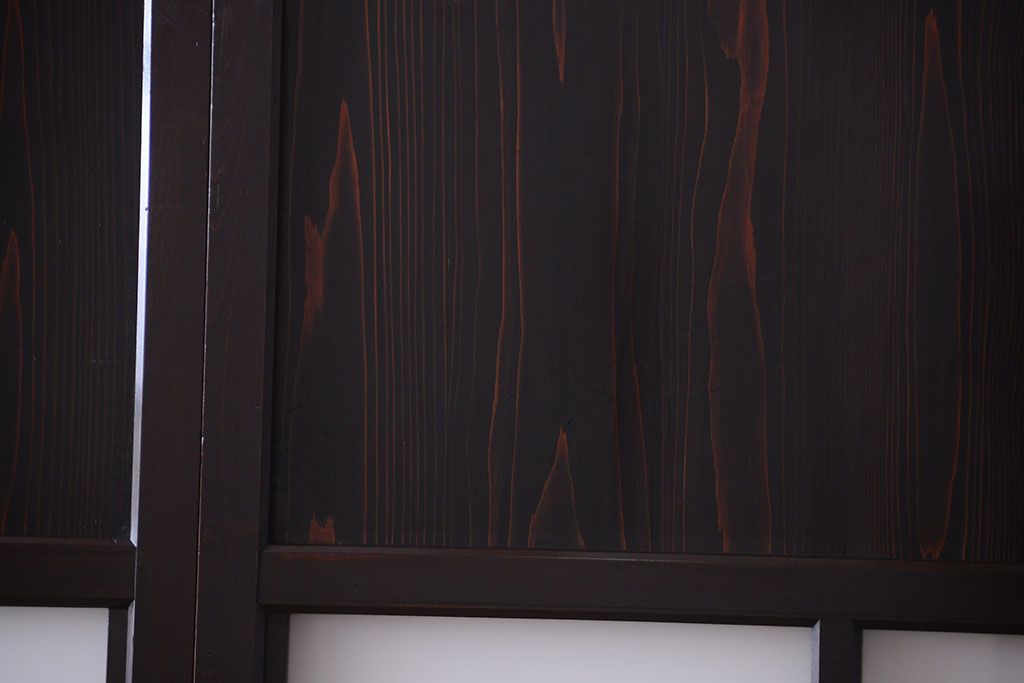 古民具・骨董 明治〜大正期　すりガラス帯の引き戸3枚セット(ガラス帯戸)