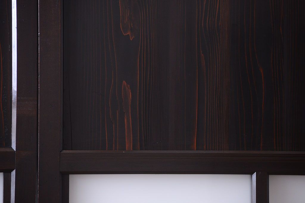 古民具・骨董 明治〜大正期　すりガラス帯の引き戸3枚セット(ガラス帯戸)