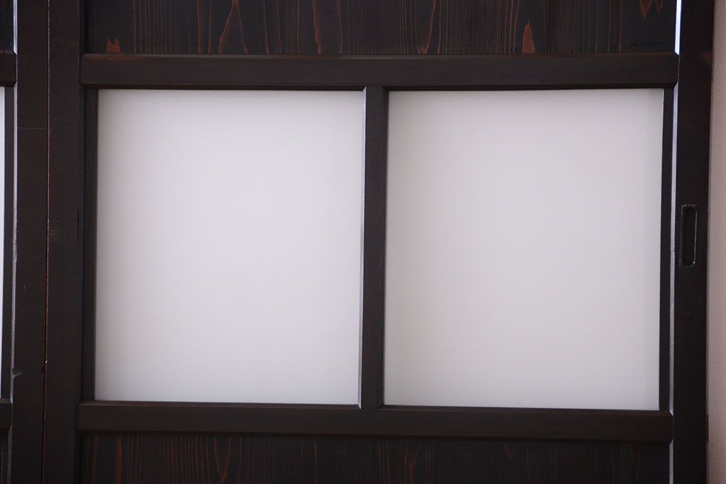 古民具・骨董 明治〜大正期　すりガラス帯の引き戸3枚セット(ガラス帯戸)