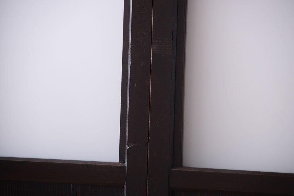 古民具・骨董 明治〜大正期　すりガラス帯の引き戸3枚セット(ガラス帯戸)