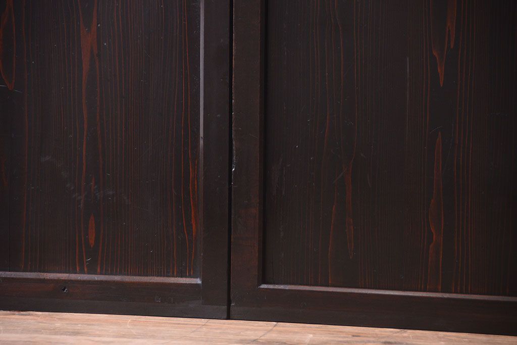 古民具・骨董 明治〜大正期　すりガラス帯の引き戸3枚セット(ガラス帯戸)