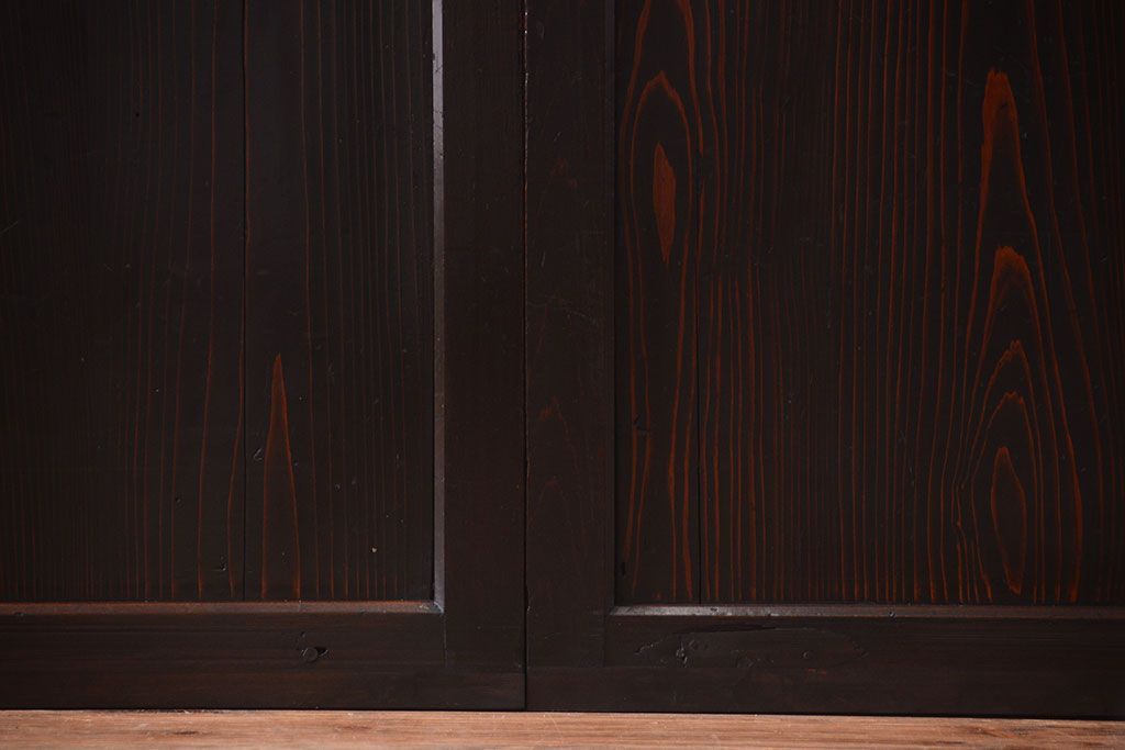 古民具・骨董 明治〜大正期　すりガラス帯の引き戸3枚セット(ガラス帯戸)