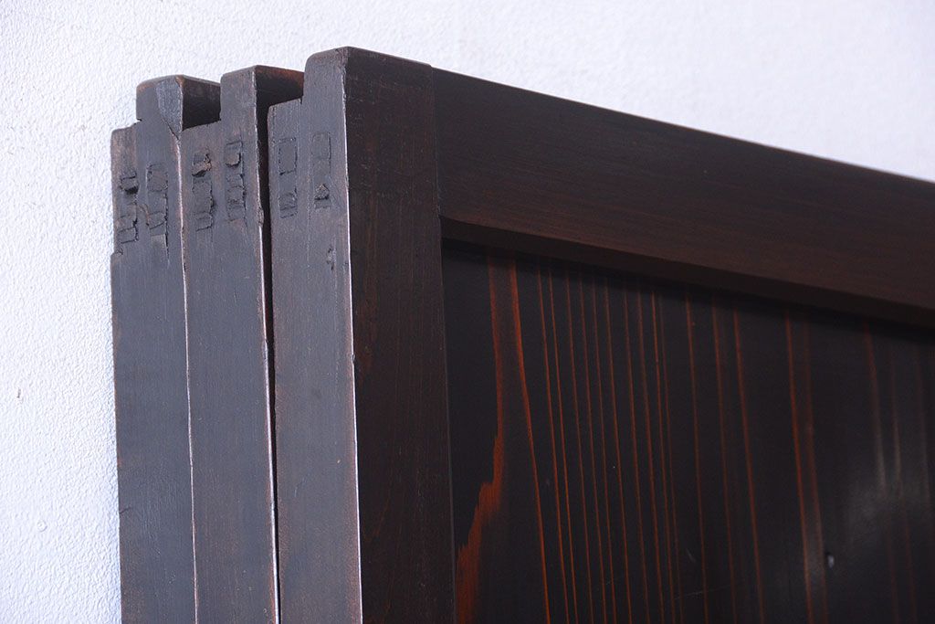 古民具・骨董 明治〜大正期　すりガラス帯の引き戸3枚セット(ガラス帯戸)