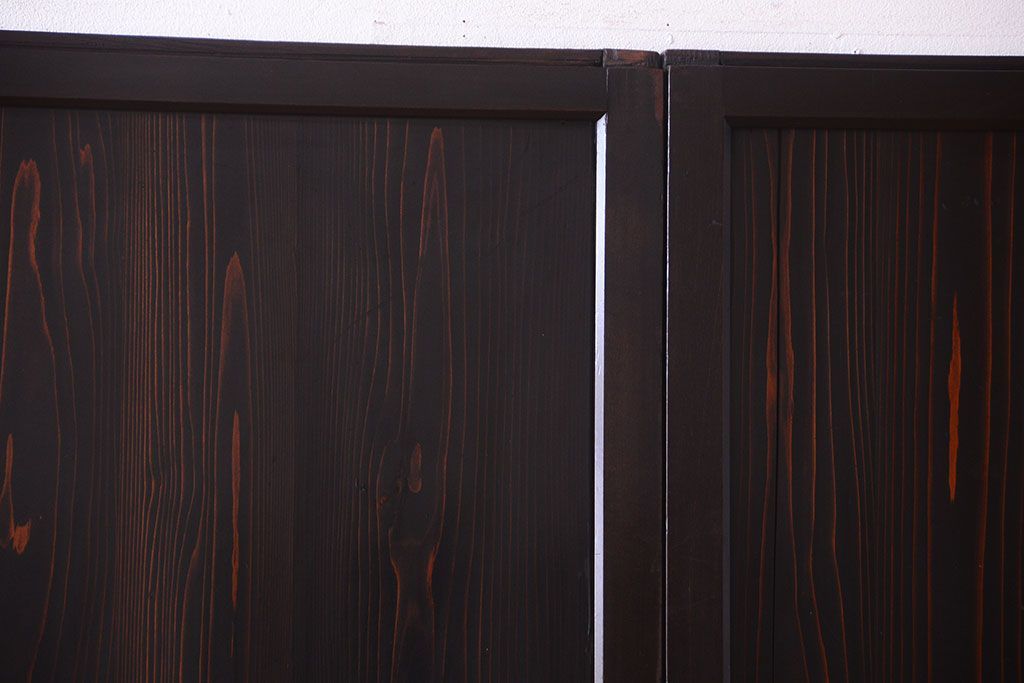 古民具・骨董 明治〜大正期　すりガラス帯の引き戸3枚セット(ガラス帯戸)