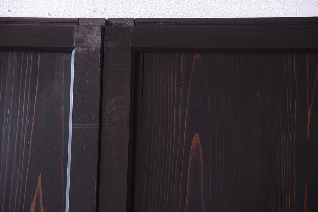 古民具・骨董 明治〜大正期　すりガラス帯の引き戸3枚セット(ガラス帯戸)