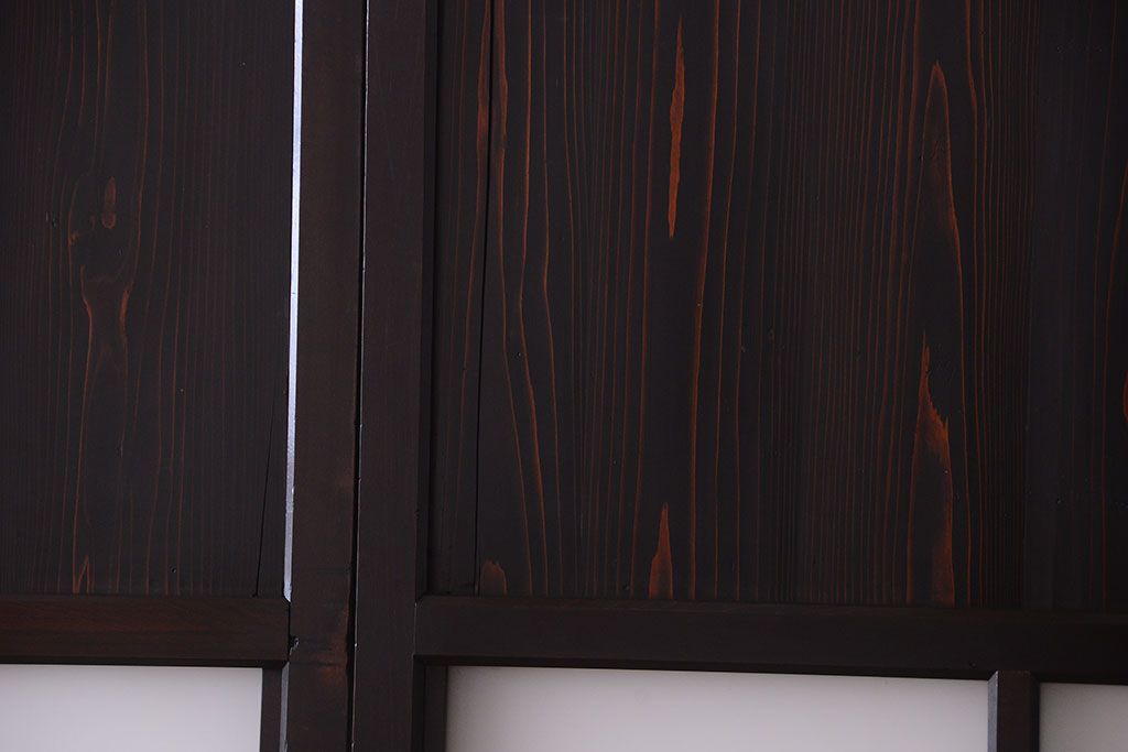 古民具・骨董 明治〜大正期　すりガラス帯の引き戸3枚セット(ガラス帯戸)