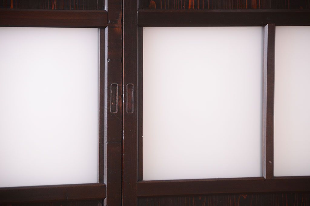 古民具・骨董 明治〜大正期　すりガラス帯の引き戸3枚セット(ガラス帯戸)
