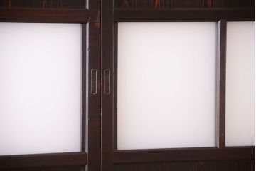 古民具・骨董 明治〜大正期　すりガラス帯の引き戸3枚セット(ガラス帯戸)