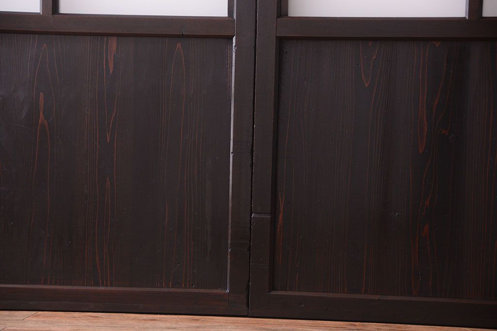 古民具・骨董 明治〜大正期　すりガラス帯の引き戸3枚セット(ガラス帯戸)