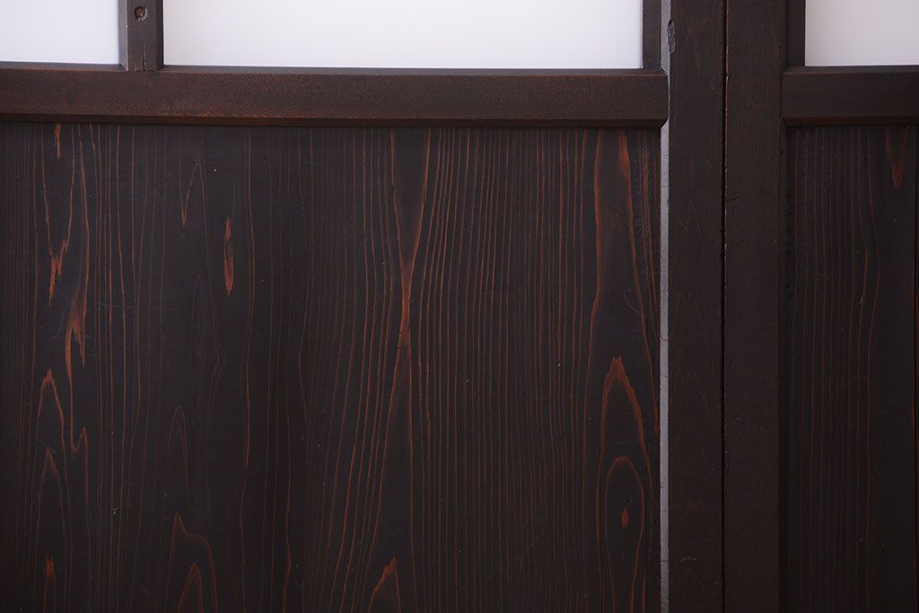 古民具・骨董 明治〜大正期　すりガラス帯の引き戸3枚セット(ガラス帯戸)