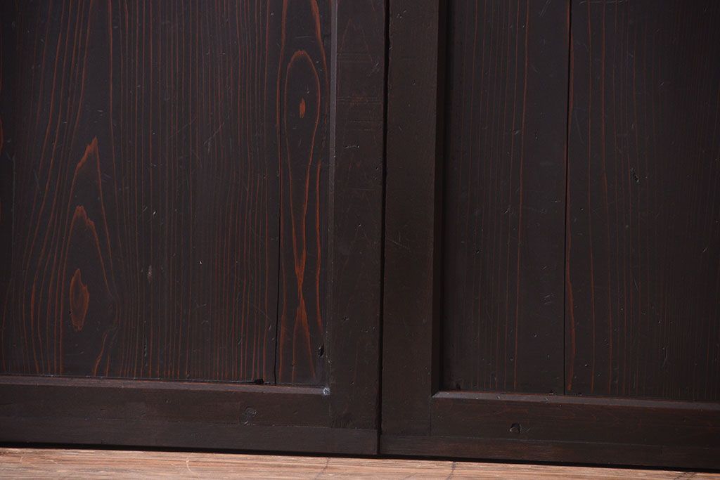 古民具・骨董 明治〜大正期　すりガラス帯の引き戸3枚セット(ガラス帯戸)