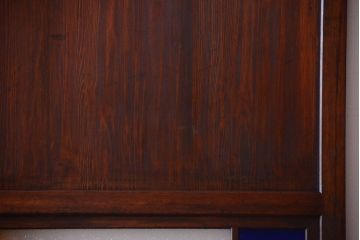 大正ロマン　古い木の当時物色ガラス入りガラス帯戸2枚セット