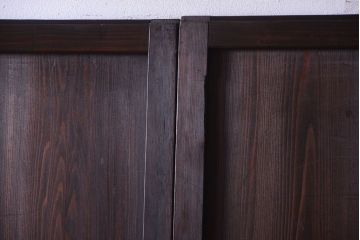 大正ロマン　古い木の当時物色ガラス入りガラス帯戸2枚セット