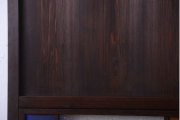 大正ロマン　古い木の当時物色ガラス入りガラス帯戸2枚セット