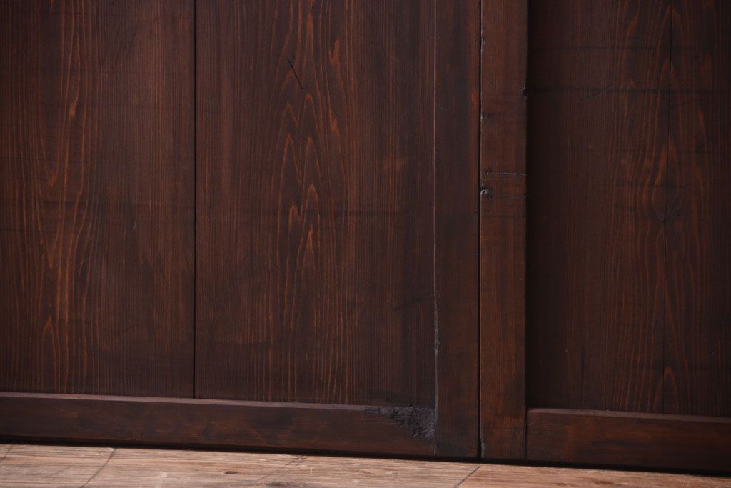 大正ロマン　古い木の当時物色ガラス入りガラス帯戸2枚セット