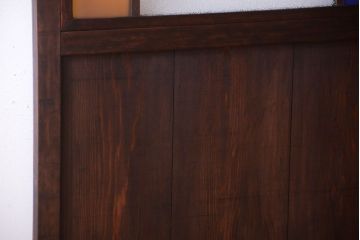 大正ロマン　古い木の当時物色ガラス入りガラス帯戸2枚セット