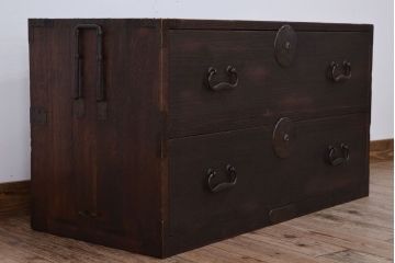 アンティーク家具　古民具・骨董　銅金具!総桐材の衣装箪笥ローボード(時代箪笥、桐箪笥、桐たんす)