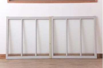 昭和レトロ　モールガラス入りの引き戸2枚セット(ガラス戸・窓)(3)