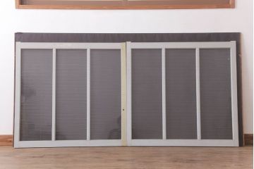 昭和レトロ　モールガラス入りの引き戸2枚セット(ガラス戸・窓)(3)