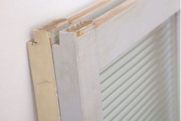 昭和レトロ　モールガラス入りの引き戸2枚セット(ガラス戸・窓)(3)