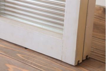 昭和レトロ　モールガラス入りの引き戸2枚セット(ガラス戸・窓)(3)