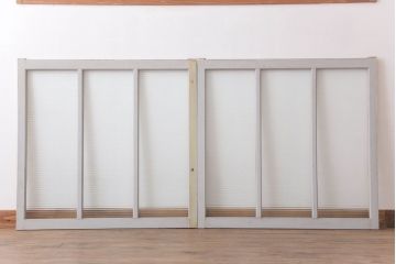 昭和レトロ　モールガラス入りの引き戸2枚セット(窓)