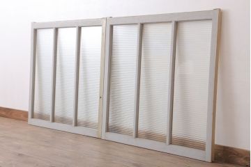 昭和レトロ　モールガラス入りの引き戸2枚セット(窓)