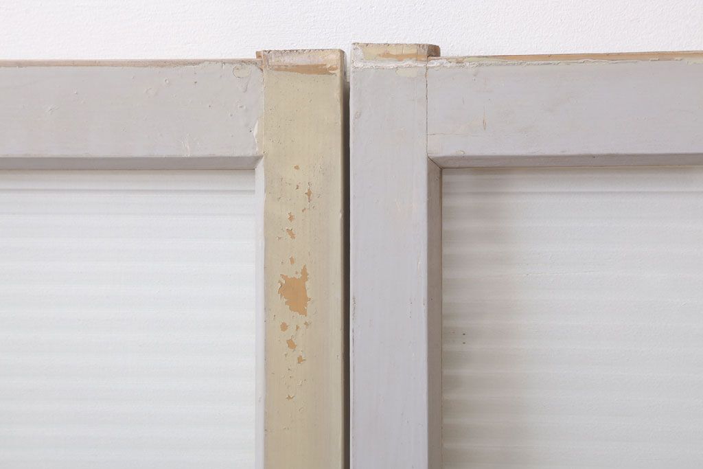 昭和レトロ　モールガラス入りの引き戸2枚セット(窓)