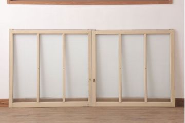 昭和レトロ　モールガラス入りの引き戸2枚セット(窓)