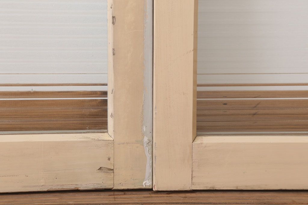 昭和レトロ　モールガラス入りの引き戸2枚セット(窓)